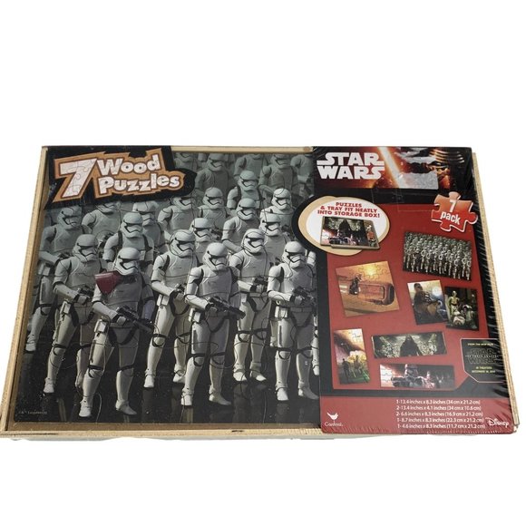 Disney Star Wars Force Awakens Wood Jigsaw Puzzles Wooden Storage Box - Picture 1 of 5